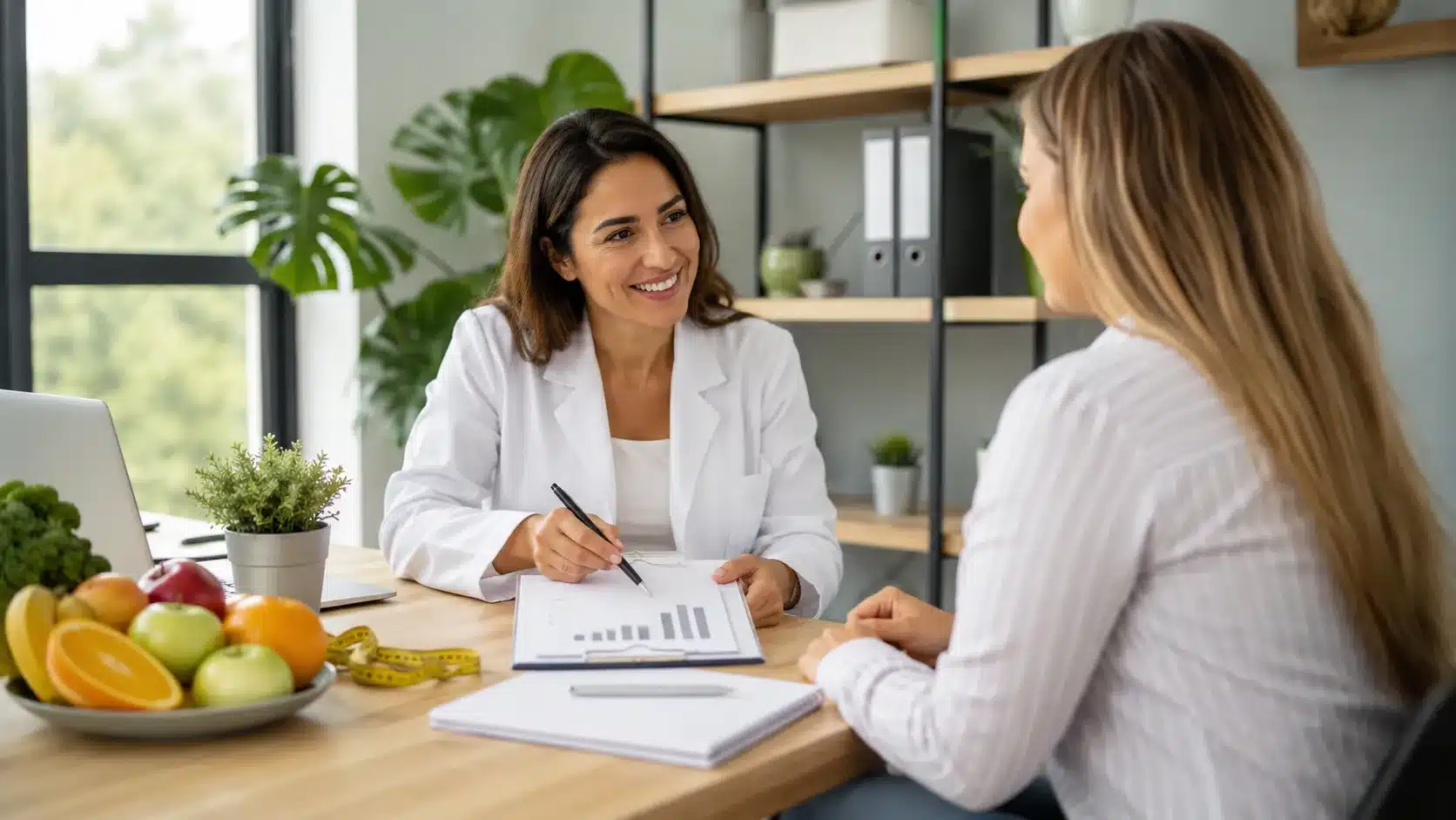 Sessão de coaching de emagrecimento com foco em hábitos e metas saudáveis.